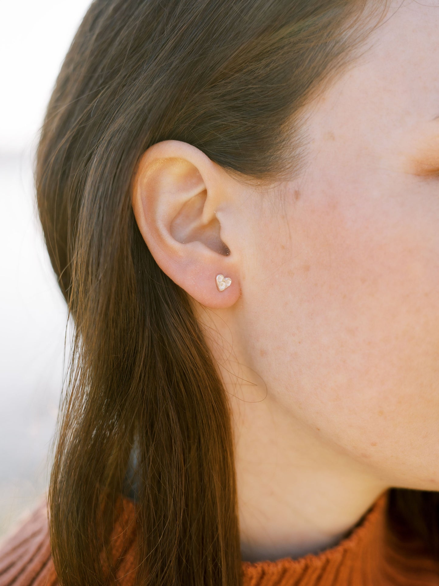Floral Heart Stud Earrings - Small