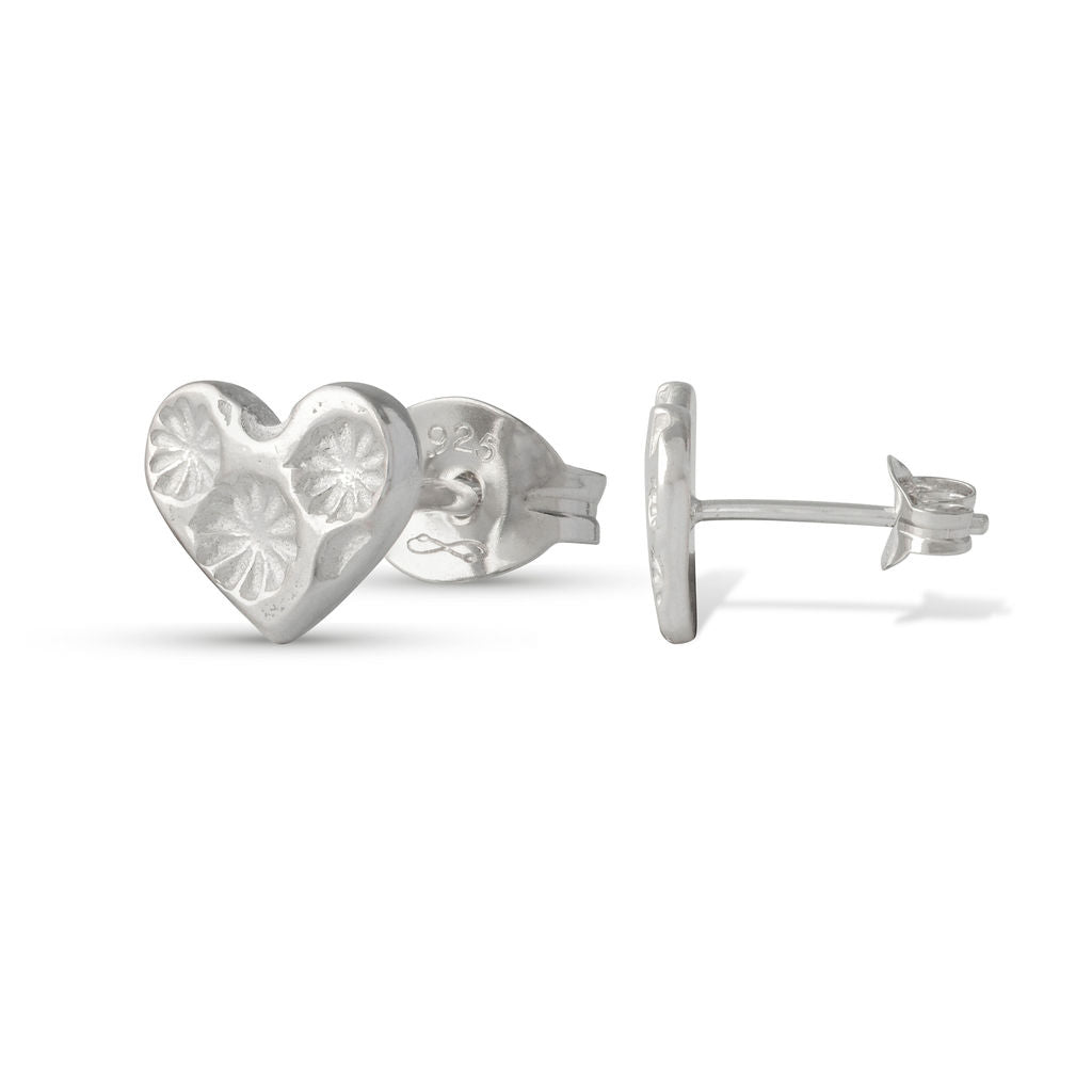 Floral Heart Stud Earrings - Small
