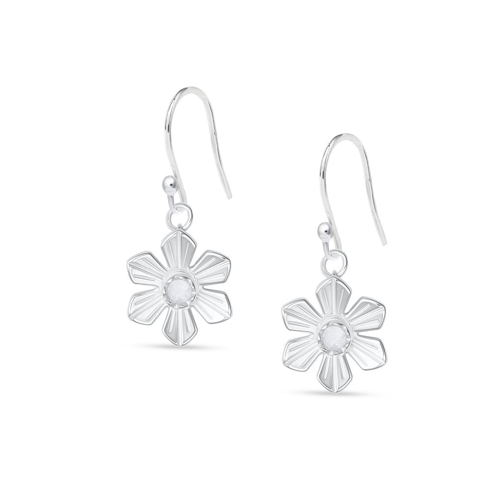 Daffodil - Hook Earrings - Silver - Large