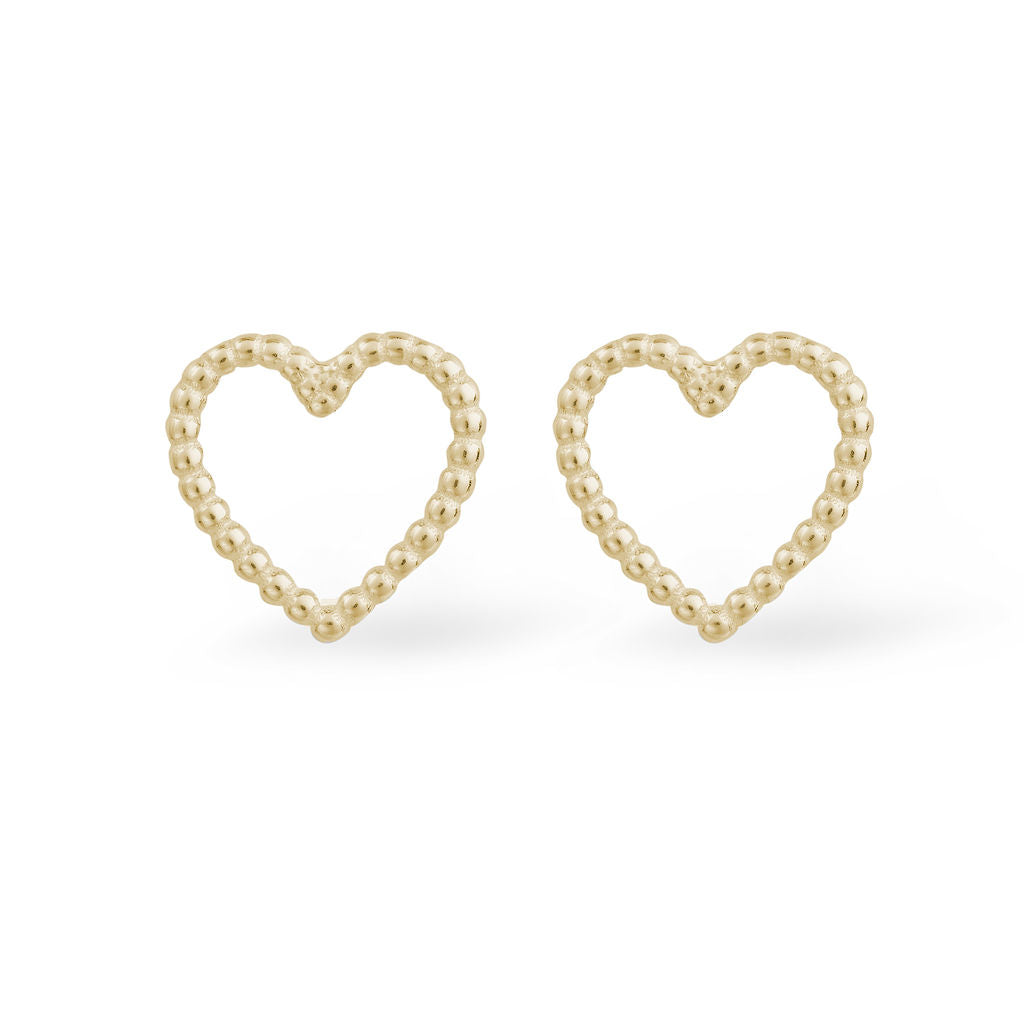Cariad Heart Stud Earrings - Gold