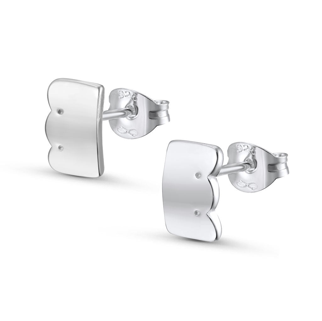 Scalloped Pattern Stud Earrings - Wide