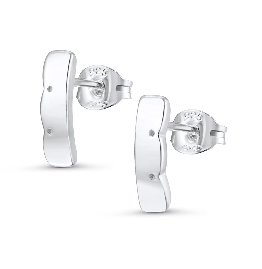 Scalloped Pattern Stud Earrings - Slim