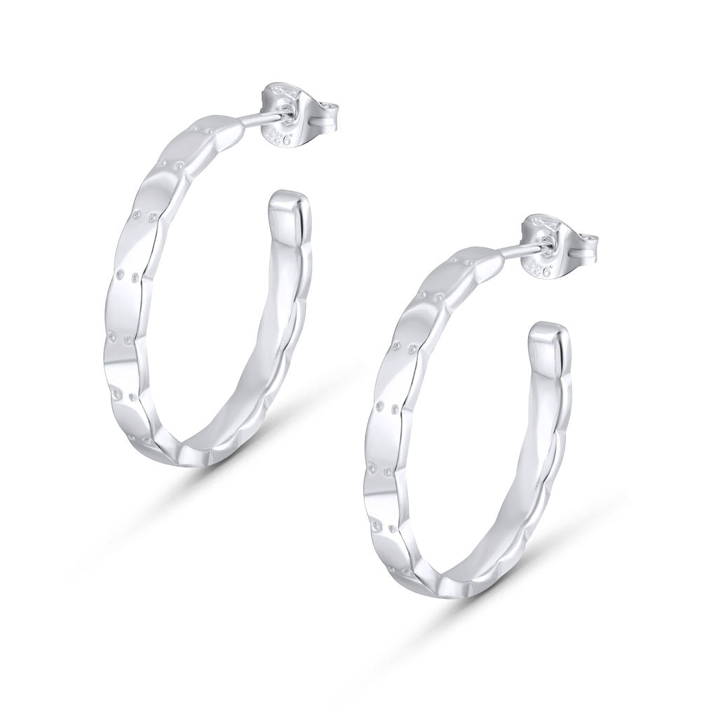 Double Scalloped Pattern Hoop Earrings - Slim