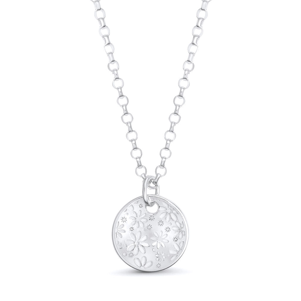 Disc 20mm. Sterling Silver Diamond Belcher Chain, 16" adjustable to 18".