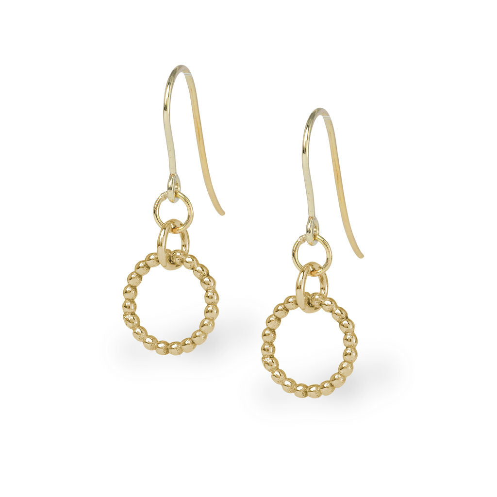 Hoop Earrings - Gold - Large - Single Beaded Hoop