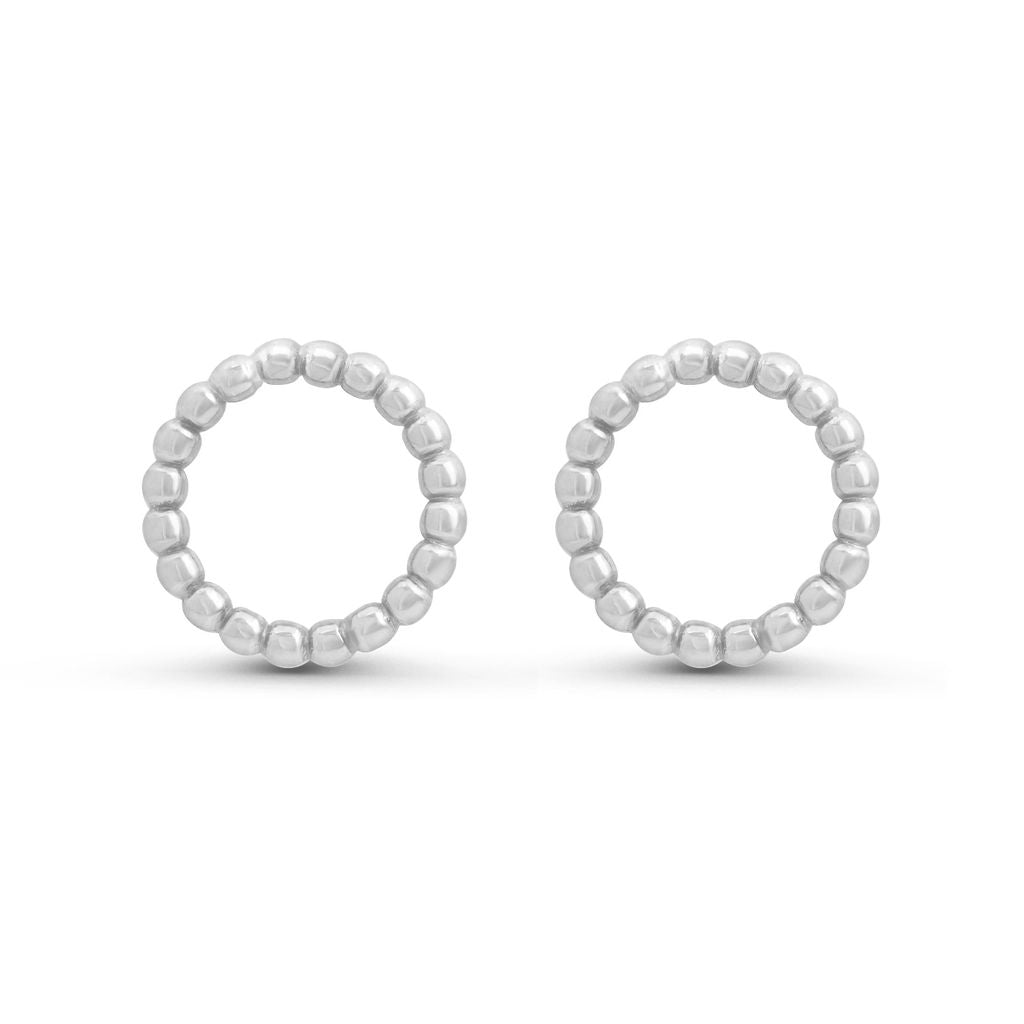 Hoop Stud Earrings - Silver - Large