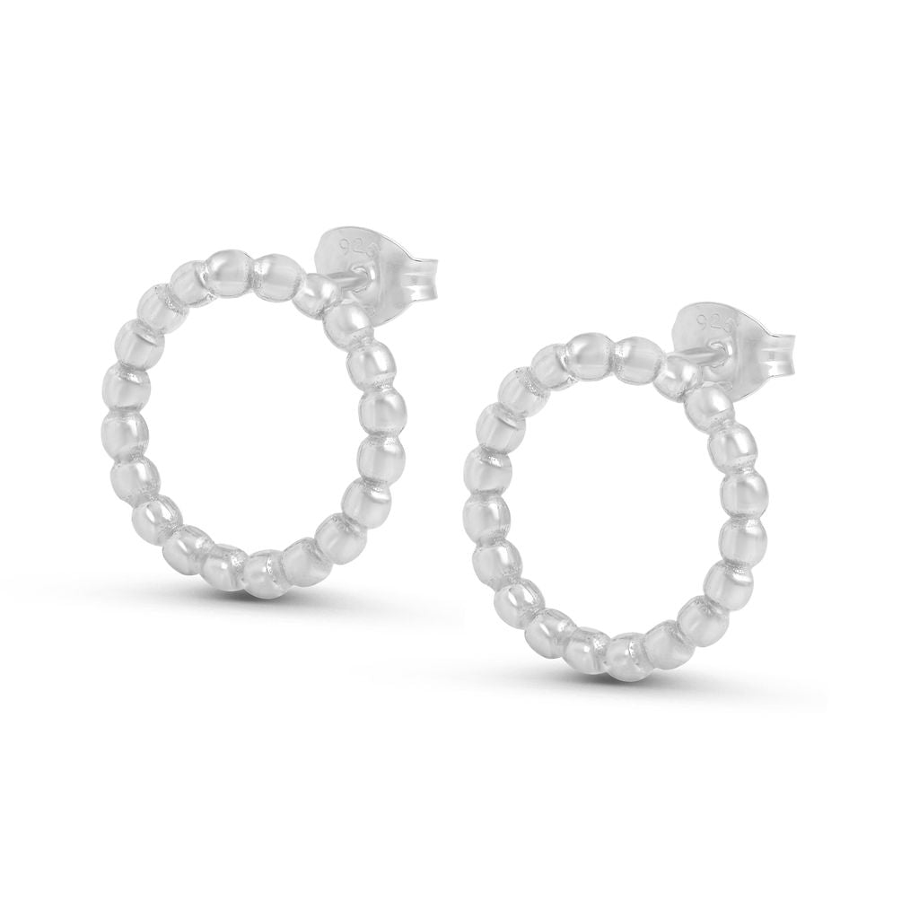 Hoop Stud Earrings - Silver - Large