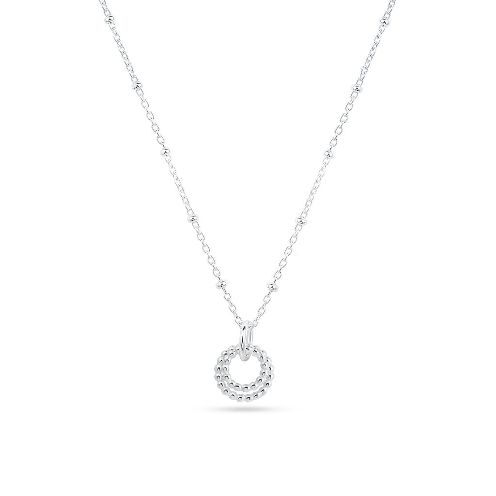 Hoop - Pendant - Silver - Double Beaded Hoop on Beaded Chain