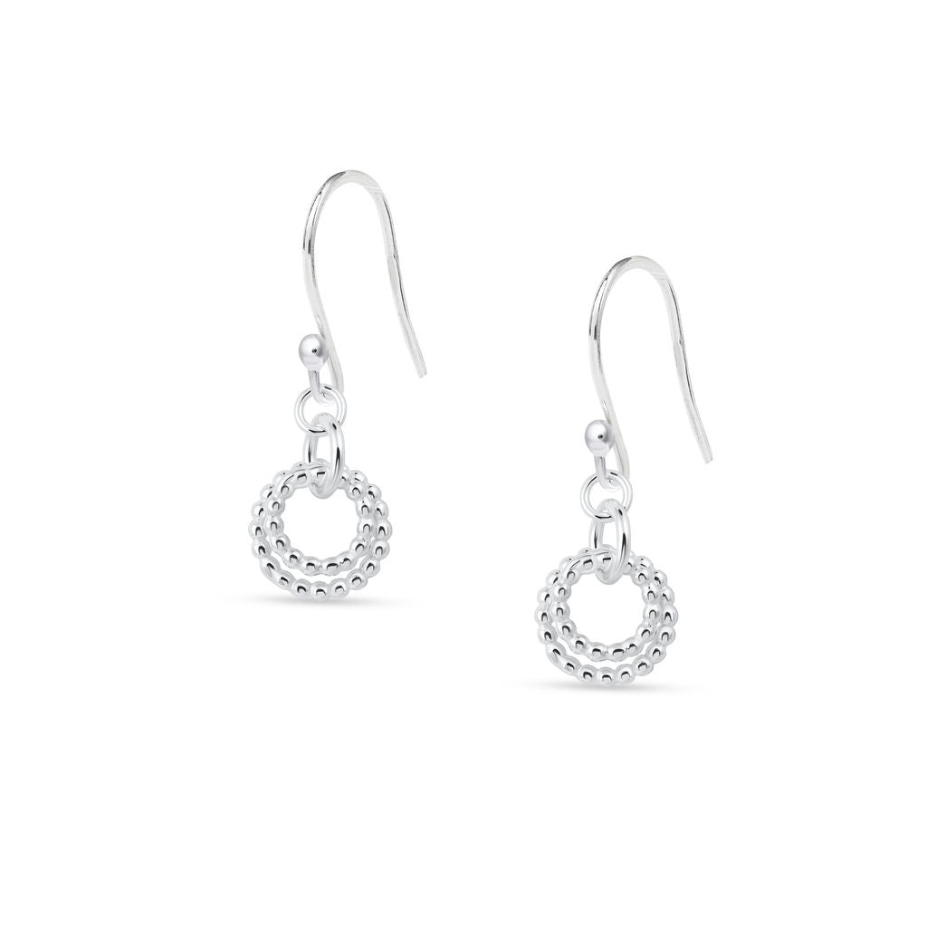 Hoop - Hook Earrings - Silver - Double Beaded Hoops