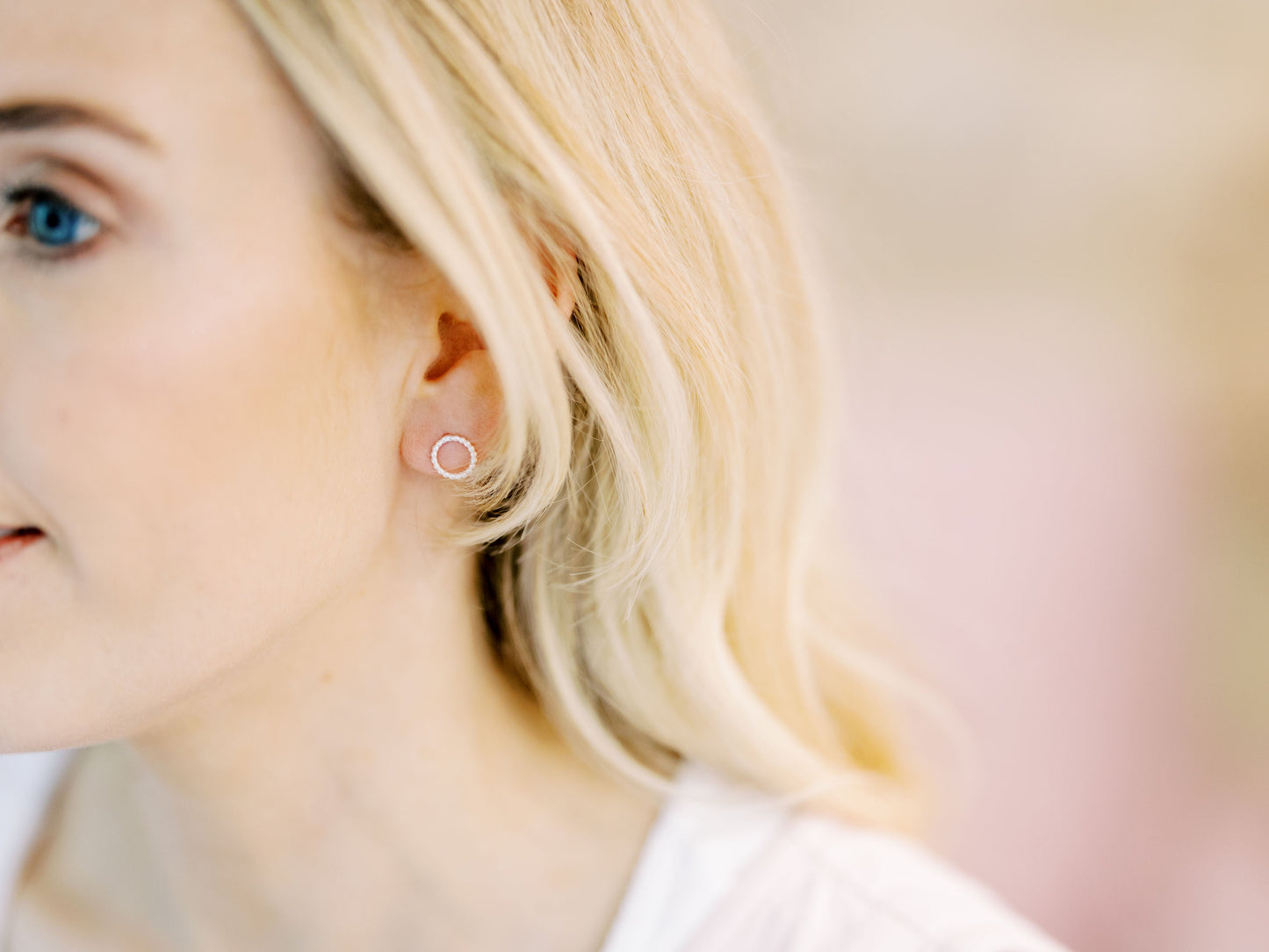 Hoop Stud Earrings - Silver - Large