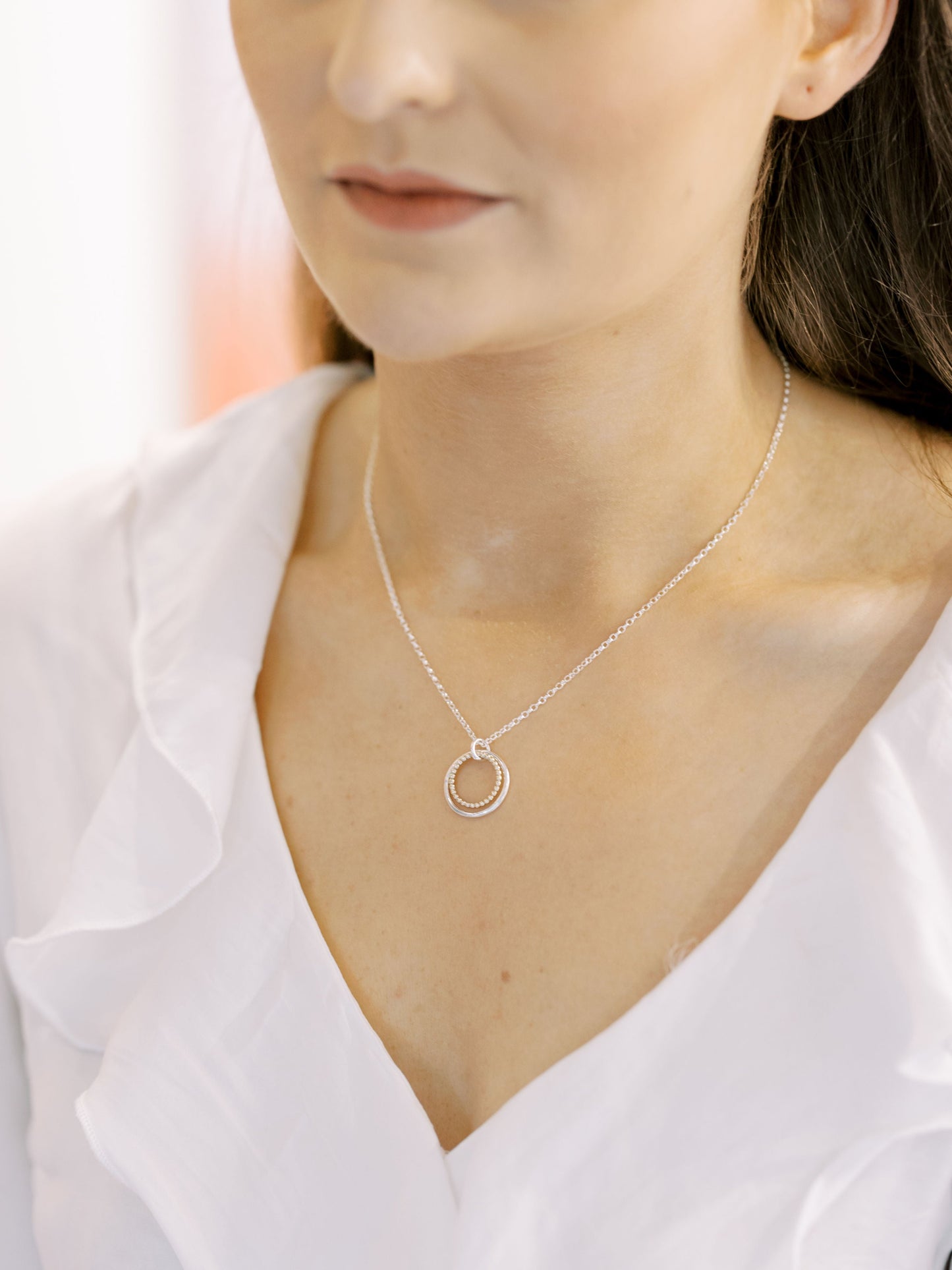 Hoop Pendant - Silver & Gold - Small