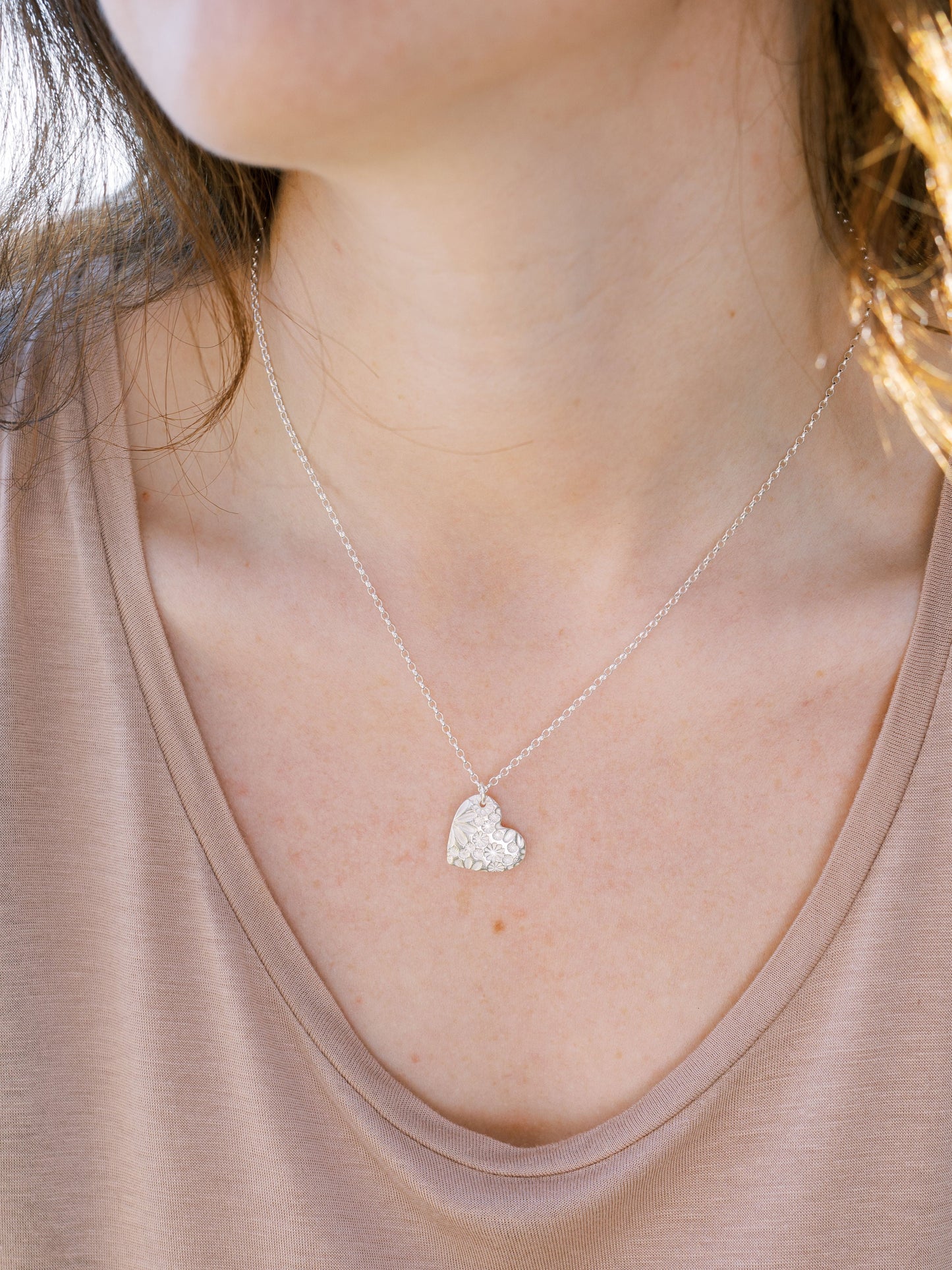 Floral Heart Pendant - Large