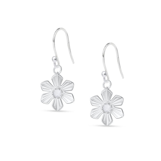 Daffodil - Hook Earrings - Silver - Large