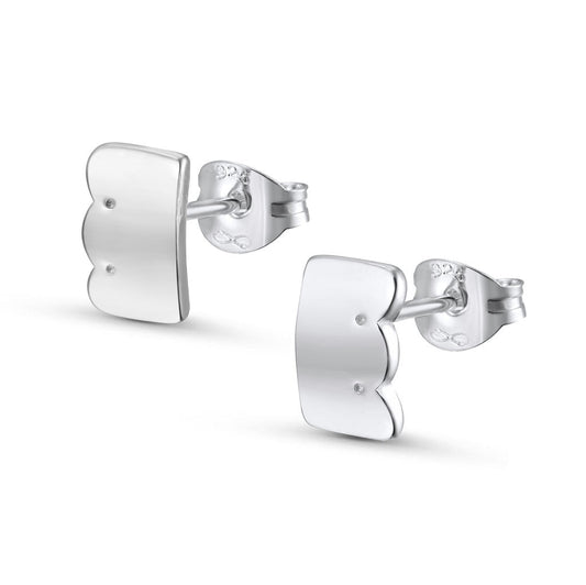 Scalloped Pattern Stud Earrings - Wide