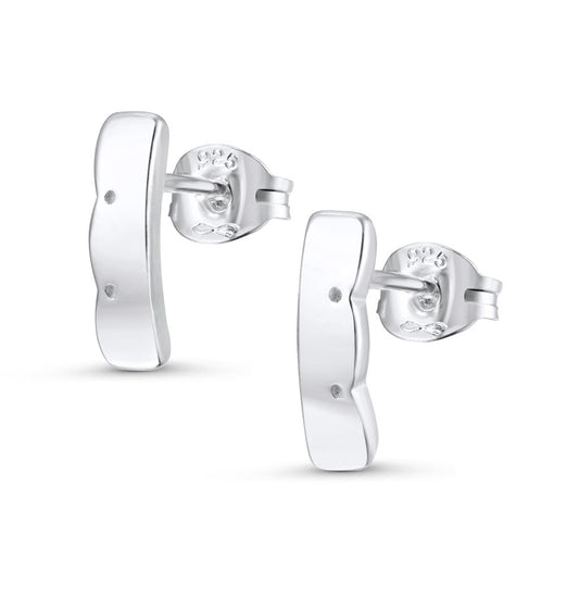 Scalloped Pattern Stud Earrings - Slim