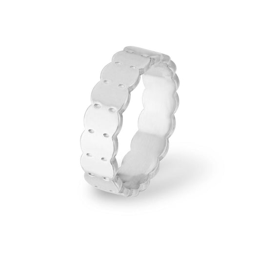 Double Scalloped Pattern Ring - Wide