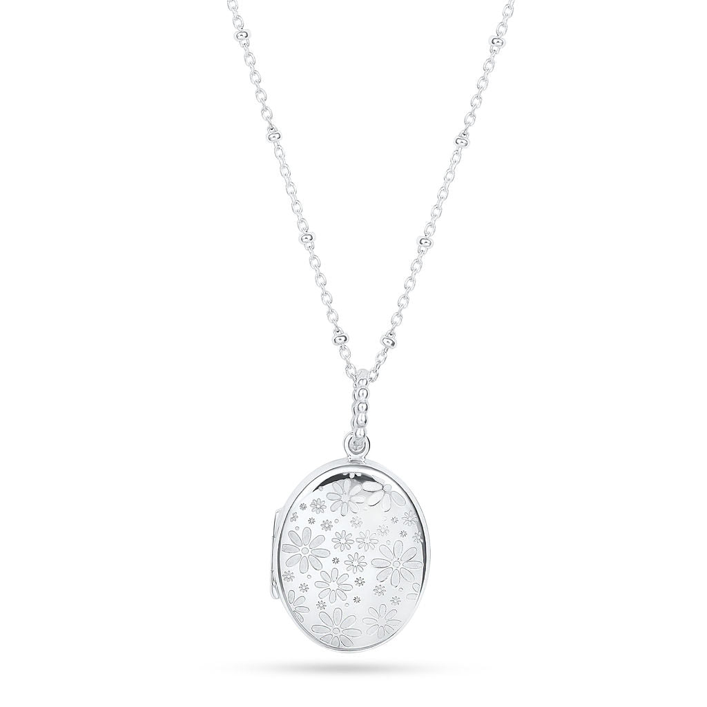 Oval Locket with Beaded Wire Bail