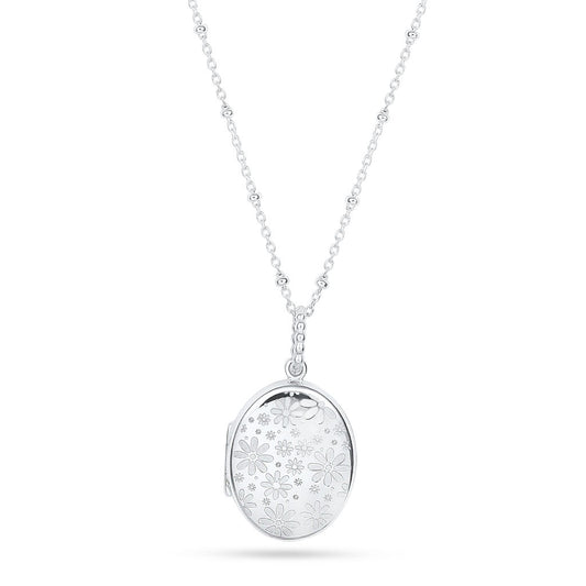 Oval Locket with Beaded Wire Bail