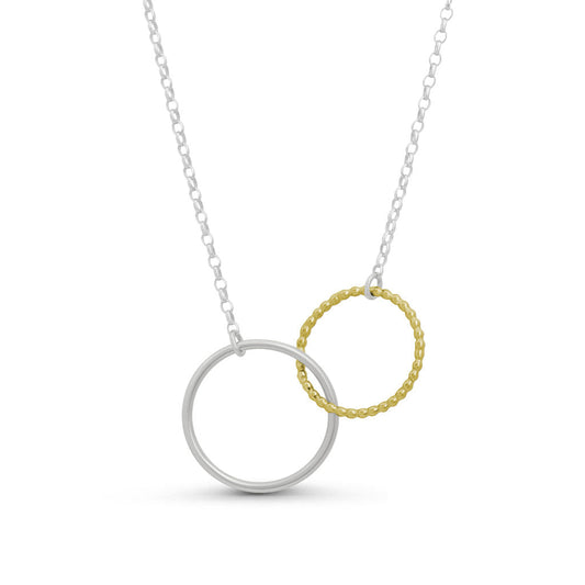 Hoop Pendant - Silver & Gold - Large - Linked