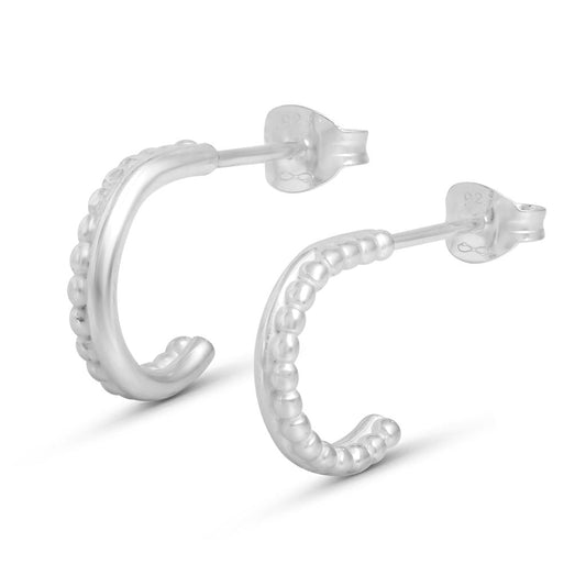 Huggie Stud Earrings - Silver