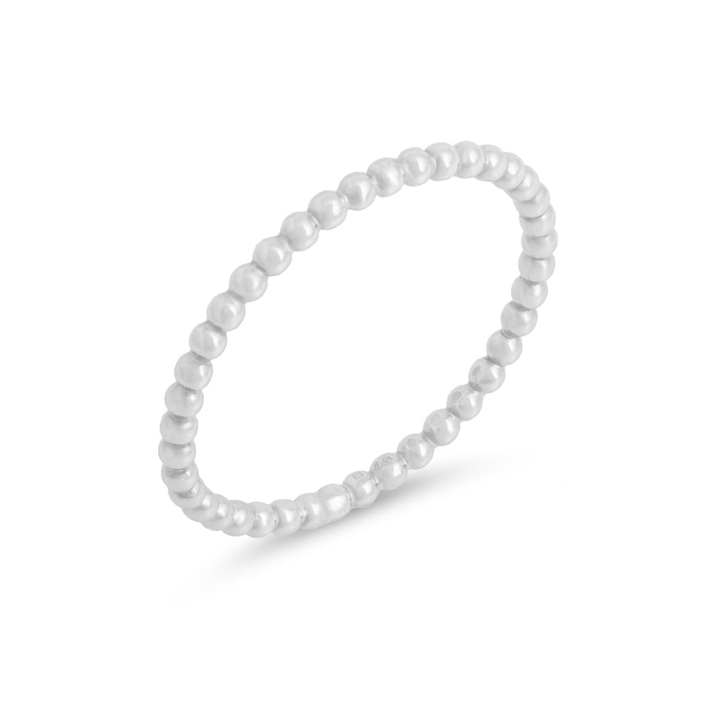 Beaded Stacking Ring - Silver