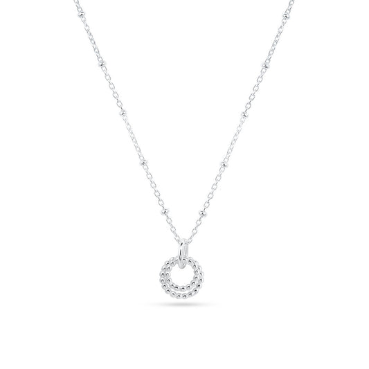 Hoop - Pendant - Silver - Double Beaded Hoop on Beaded Chain